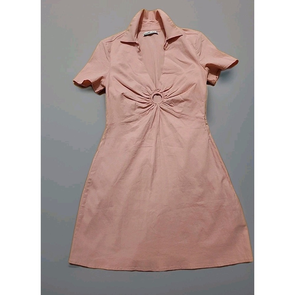 Abercrombie & Fitch Vintage Polo Dress O-Ring Front Peach Pink Petite Medium MP